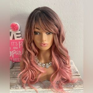 Stylish Pink Ombre Women's Wig with Soft Waves